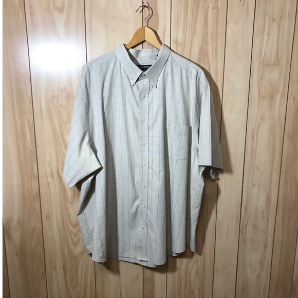 Puritan Tan Striped Collared Button-Down Short Sleeve Shirt 3XL - Picture 1 of 5